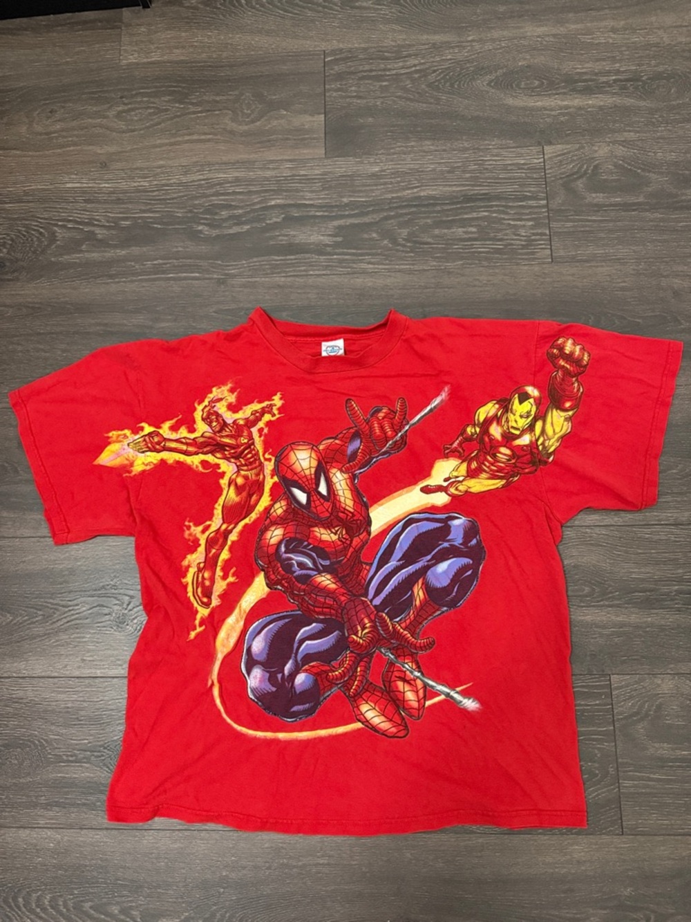 Vintage Y2K Spider-Man, Iron Man & Torch T Shirt